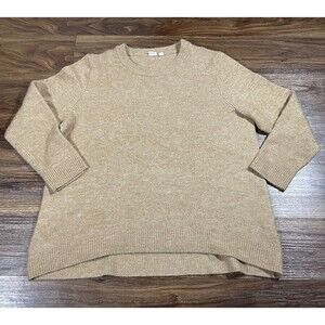 Gap Crew Neck Sweater Acrylic Womens Size XL Tan Casual Beige Hi Low